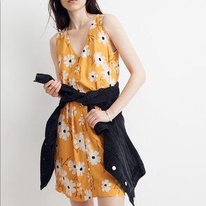 Madewell Mustard Yellow Floral Sleeveless Dress
